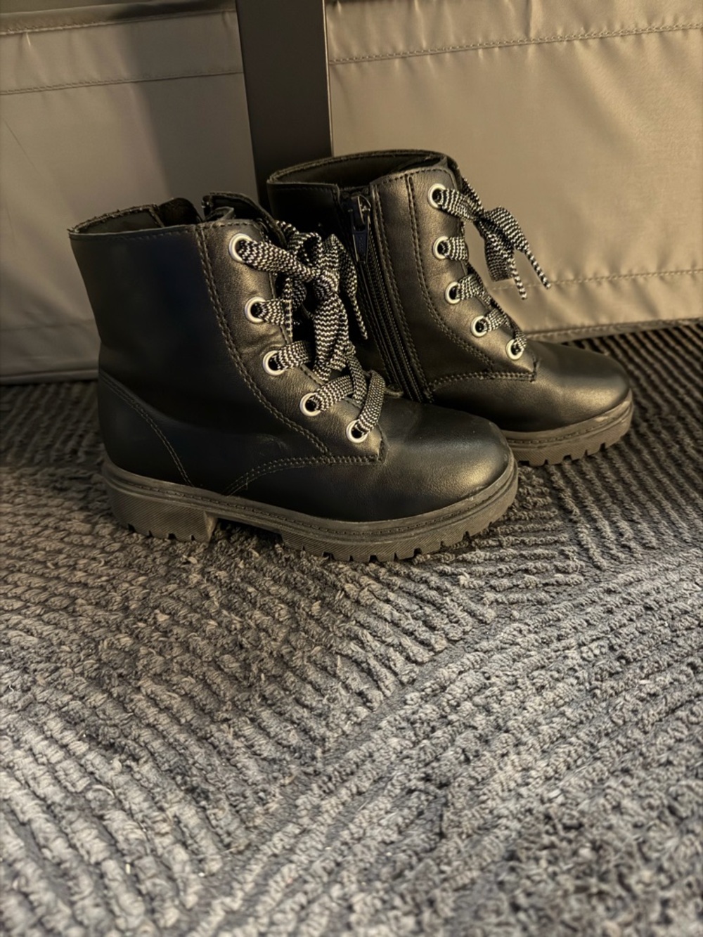 jumping beans Black Lace-Up Kids Combat Boots